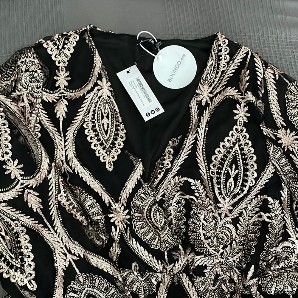 Boohoo Plus lace and sequins dress